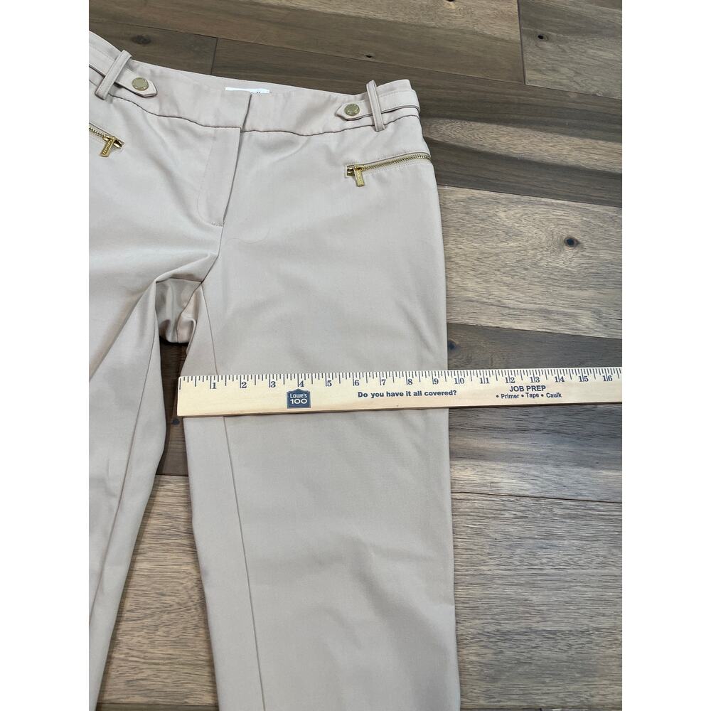 Calvin Klein Tan Pants Size 2 Gold Zipper Tapered Ankle Stretch Slim Fit - Picture 7 of 12